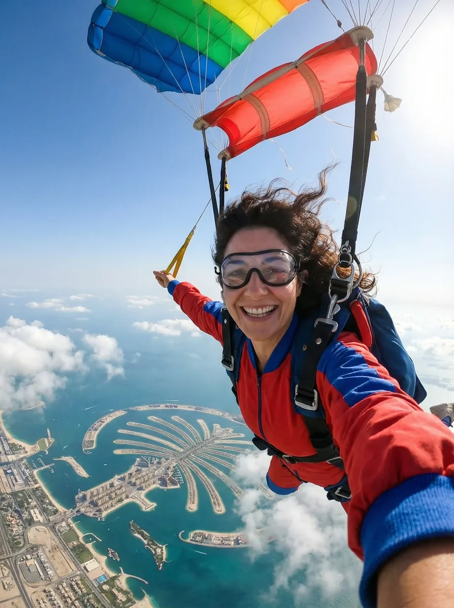 Selfie Anywhere skydiving photo over Dubai