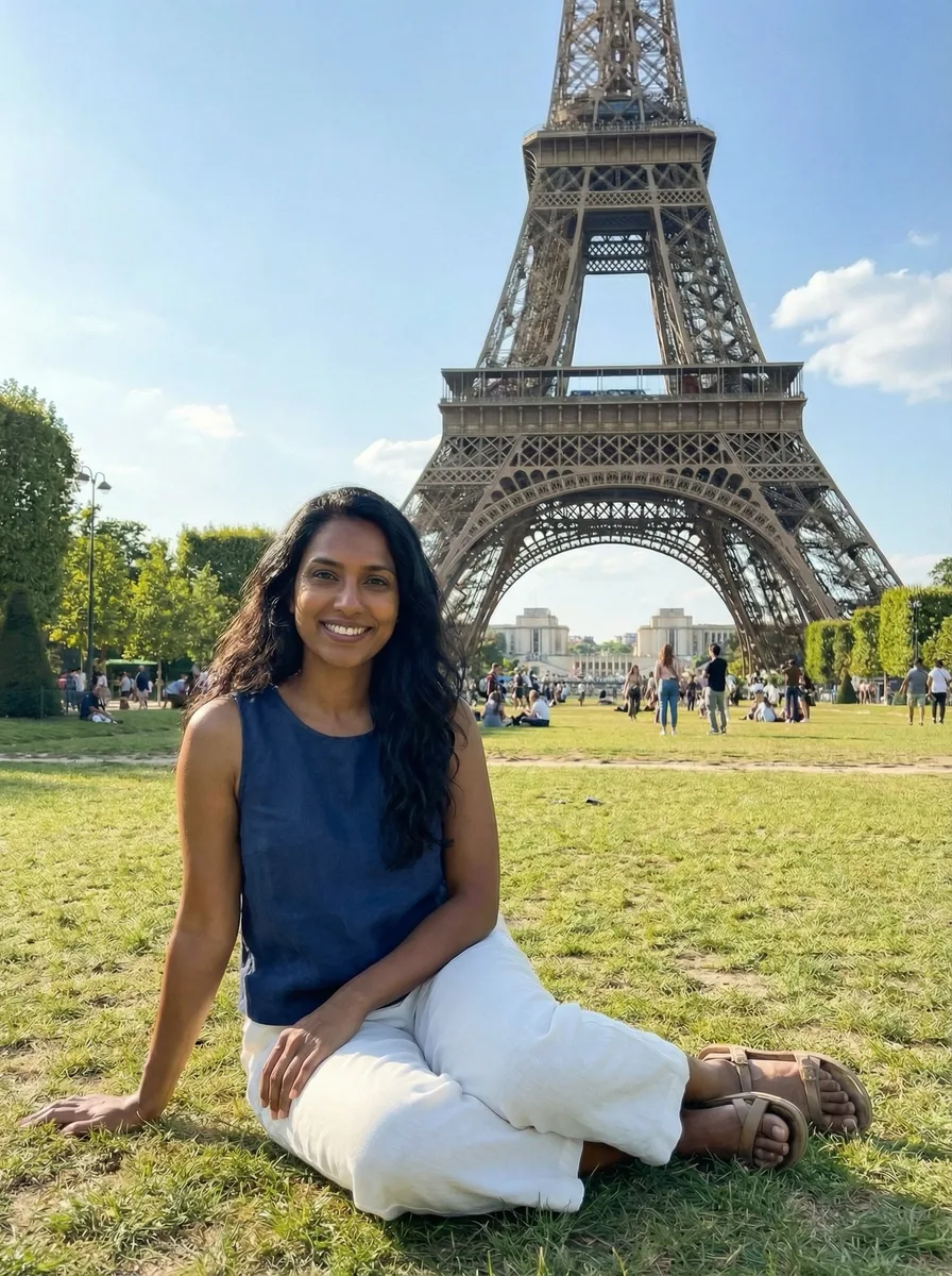 Sitting travel portrait created by Selfie Anywhere
